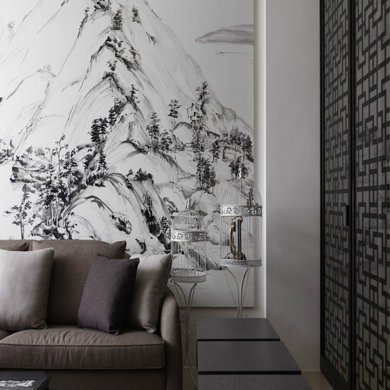 黔灵文峰苑新中式装饰造型主要采用硬朗简洁的直线条，空间具有层次感之美。,轻奢,三居室,128.0㎡