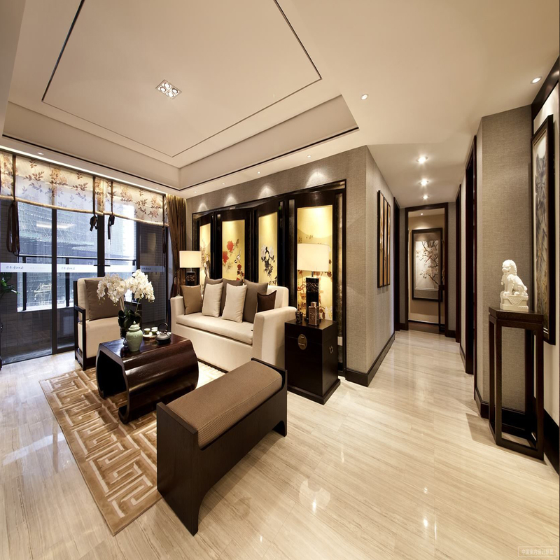 银海元隆广场新中式风格设计给人成熟稳重，端庄大气之感,轻奢,三居室,132.0㎡