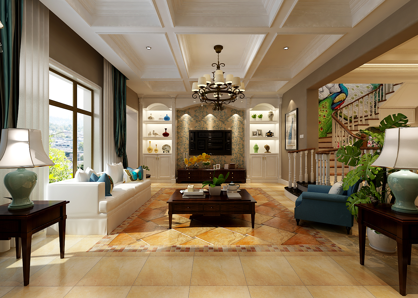 大连留庄别墅装修设计420平美式风格,打造理想中的温馨之家