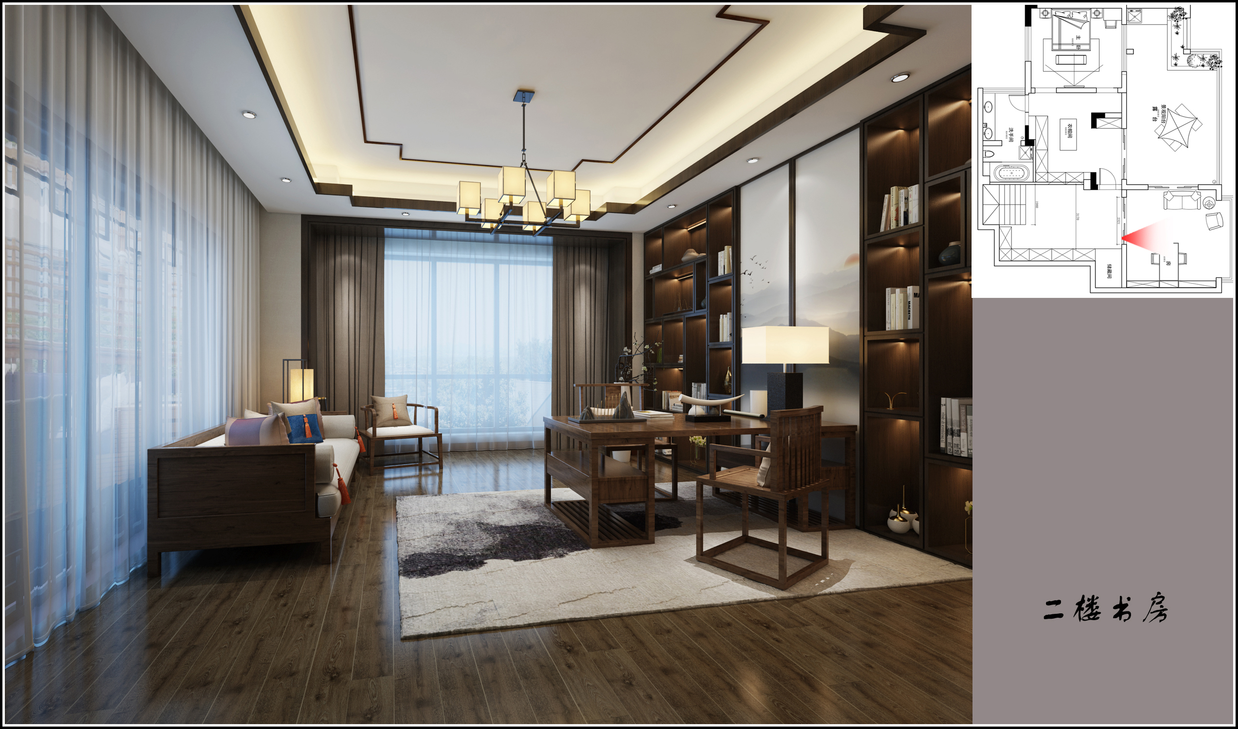 贵阳中天花园玉兰园275㎡新中式风别墅装修设计效果图！