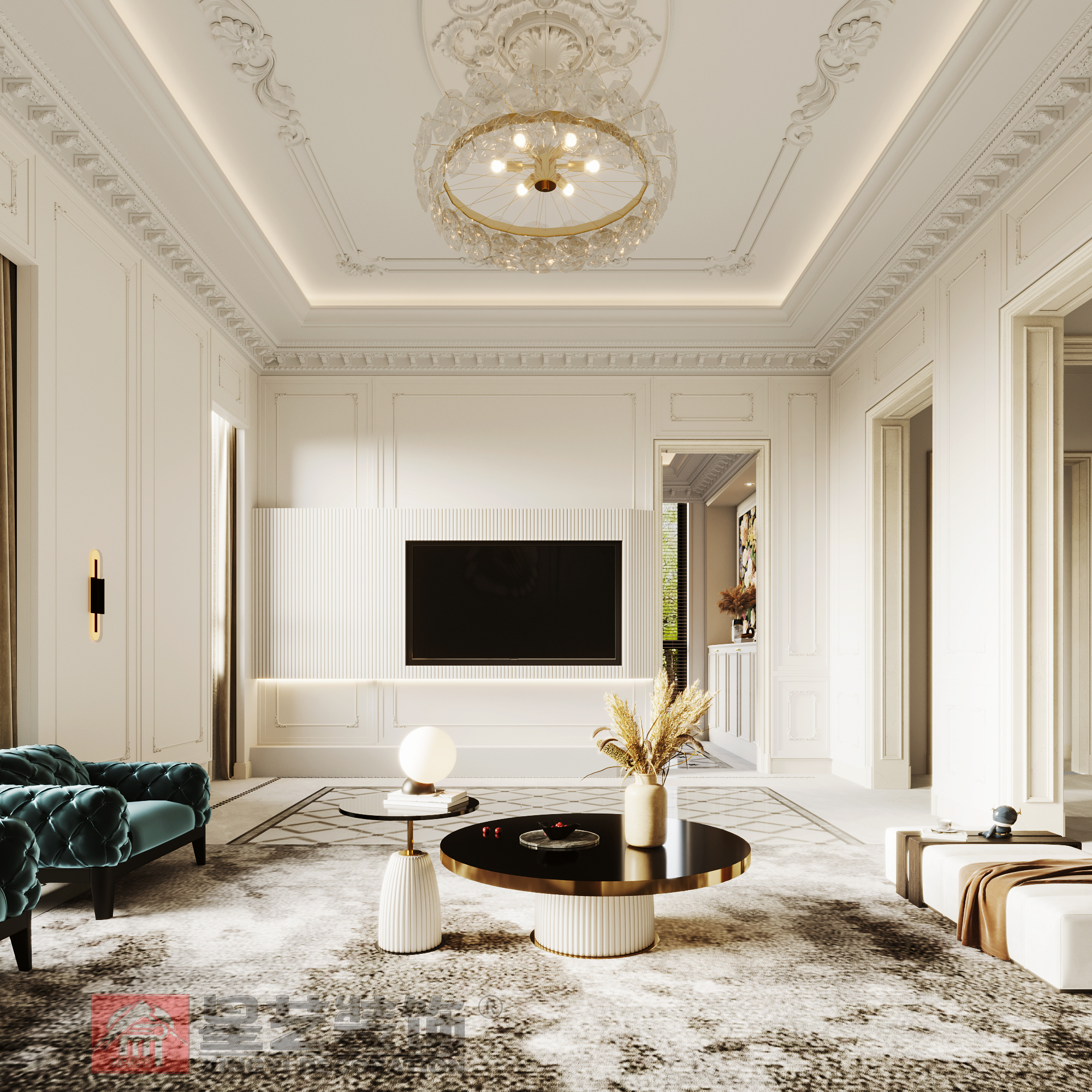 大连保利西山林语_500平别墅法式风格装修设计案例_星艺装饰公司