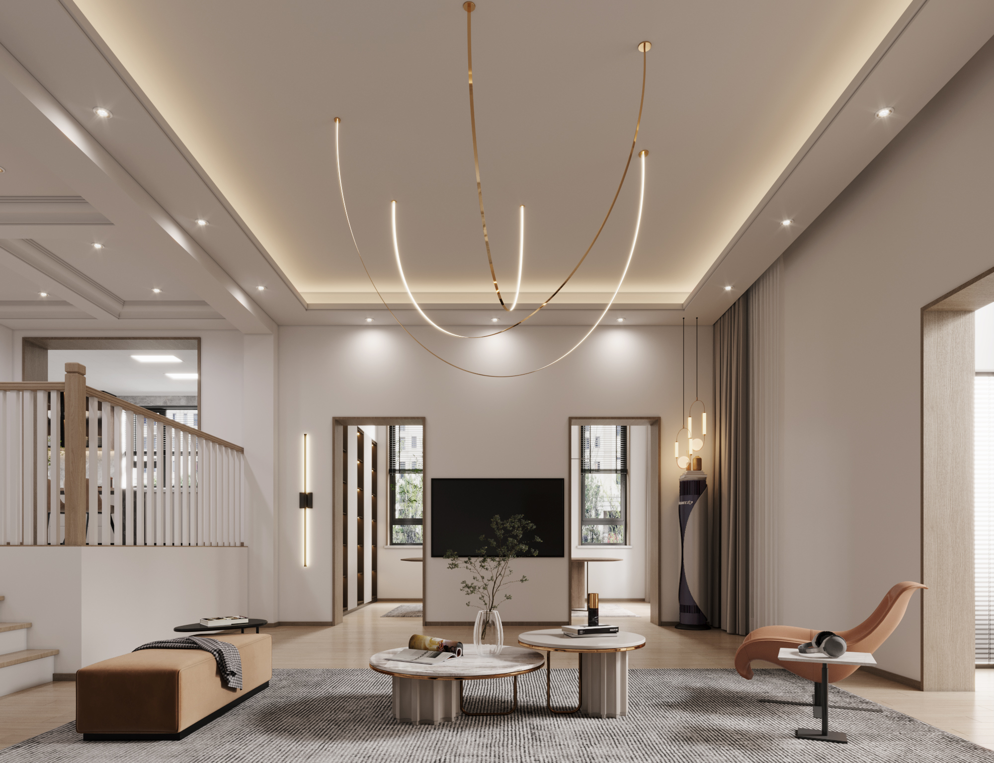 大连远乡维也纳别墅550平别墅现代风格装修设计案例星艺装饰公司