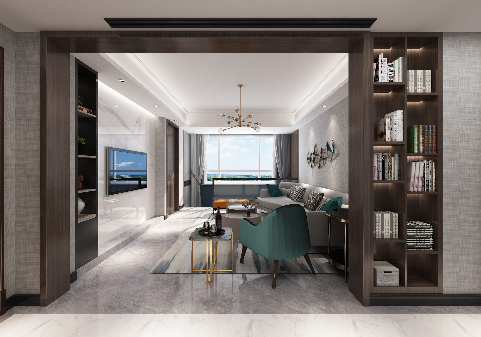 大连悦泰福里300平跃层现代风格装修设计案例星艺装饰公司