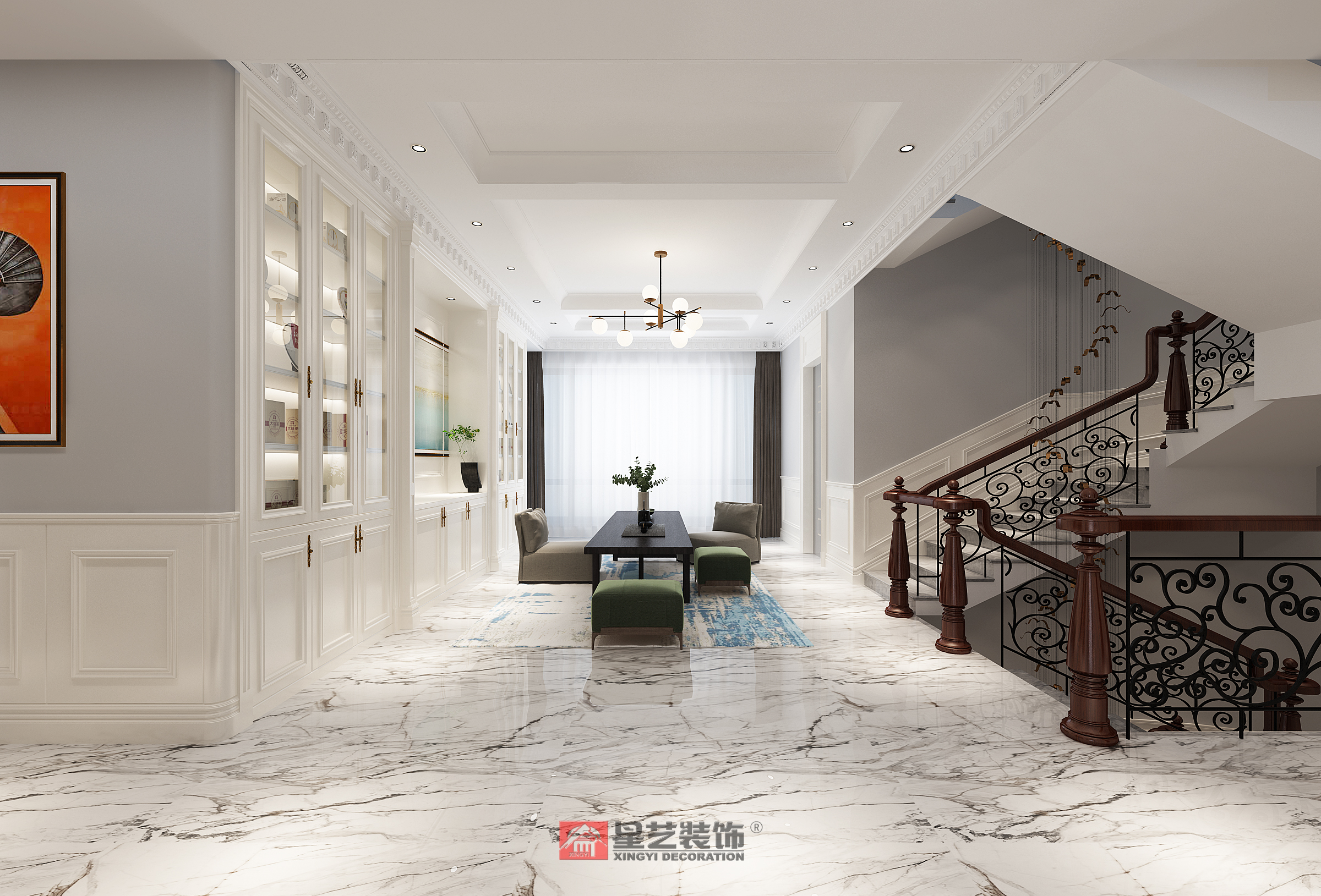 大连别墅装修_现代法式混搭风_星艺装饰公司