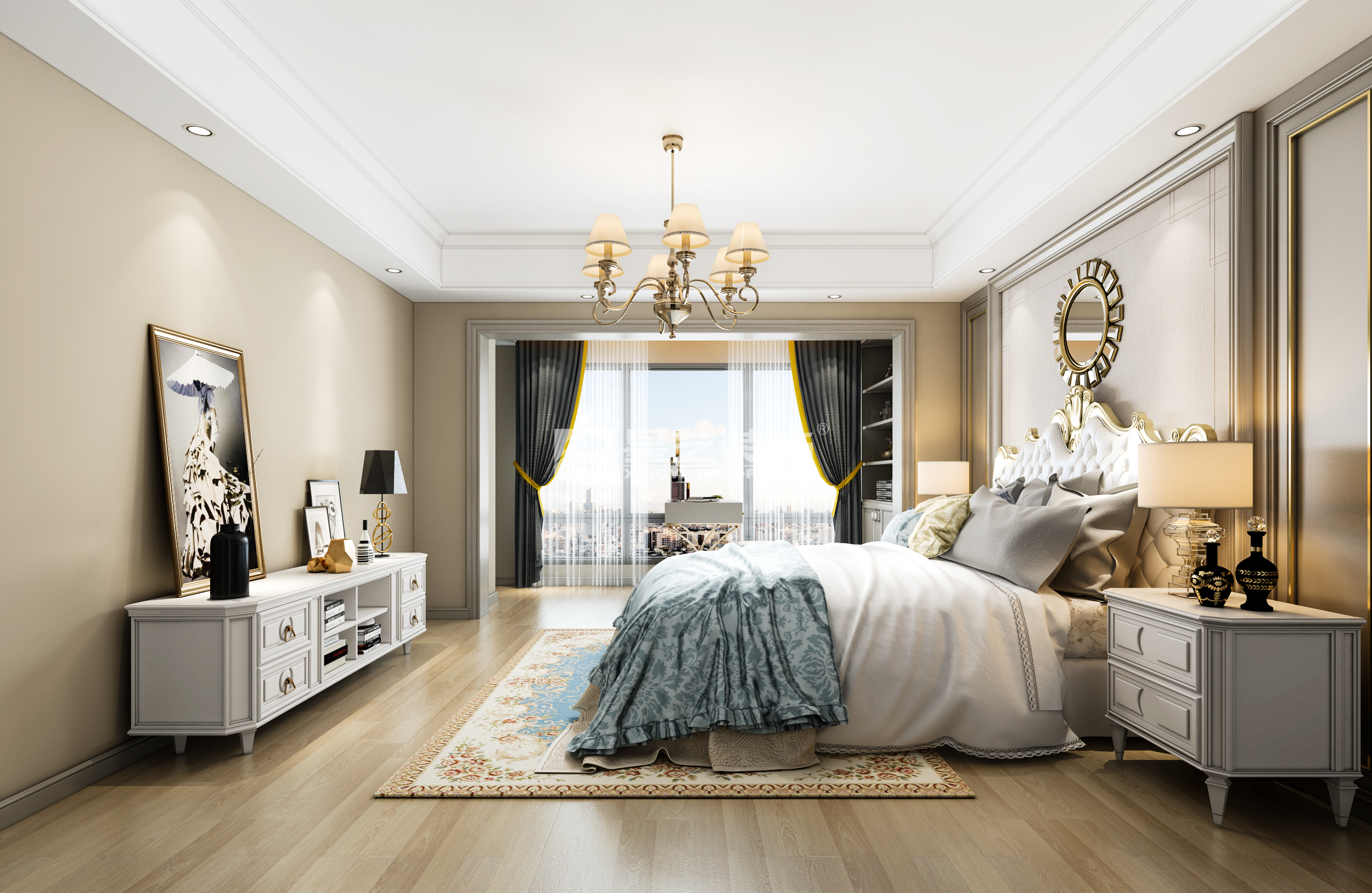 贵阳装修,未来方舟欧式风格主卧设计效果图!